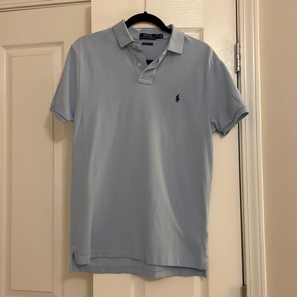 Polo Ralph Lauren 100% Cotton Polo Shirt, Light Blue